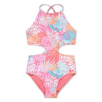 Girls 7-16 Hurley UPF Printed Halter Monokini One-Piece Swimsuit