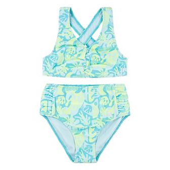 Girls 7-16 Hurley UPF Tropical Print Bikini Top & High Waisted Bottom 2 pc Swim Set