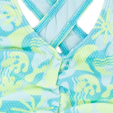Girls 7-16 Hurley UPF Tropical Print Bikini Top & High Waisted Bottom 2-Piece Swim Set