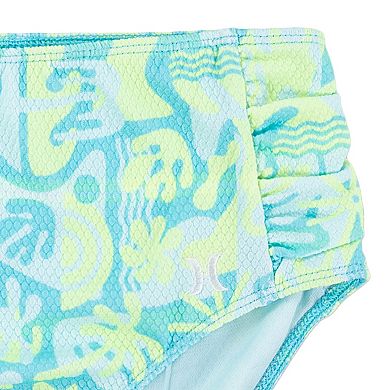 Girls 7-16 Hurley UPF Tropical Print Bikini Top & High Waisted Bottom 2-Piece Swim Set