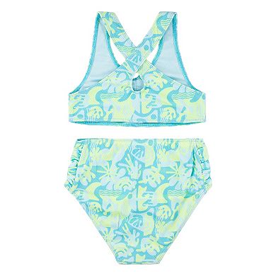 Girls 7-16 Hurley UPF Tropical Print Bikini Top & High Waisted Bottom 2-Piece Swim Set