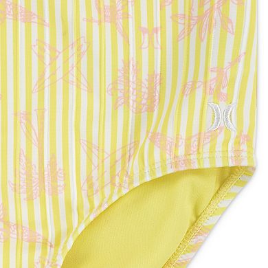 Girls 7-16 Hurley UPF Stripe Printed Bow One-Piece Swimsuit