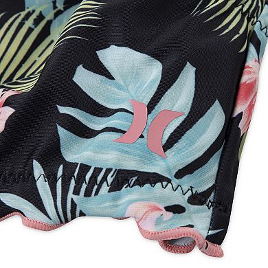 Girls 7-16 Hurley UPF Floral Print With Ruffle Details Halter Bikini Top & Bottoms 2-Piece Swim Set