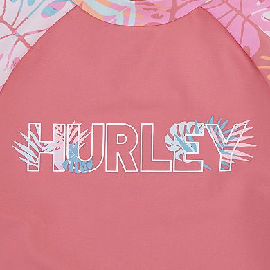Girls 7-16 Hurley UPF Rashguard Bikini Top & Bottoms 3-Piece Swim Set