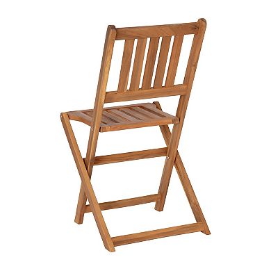 Merrick Lane Stora 3 Piece Solid Acacia Wood Folding Patio Bistro Set with Table and 2 Chairs