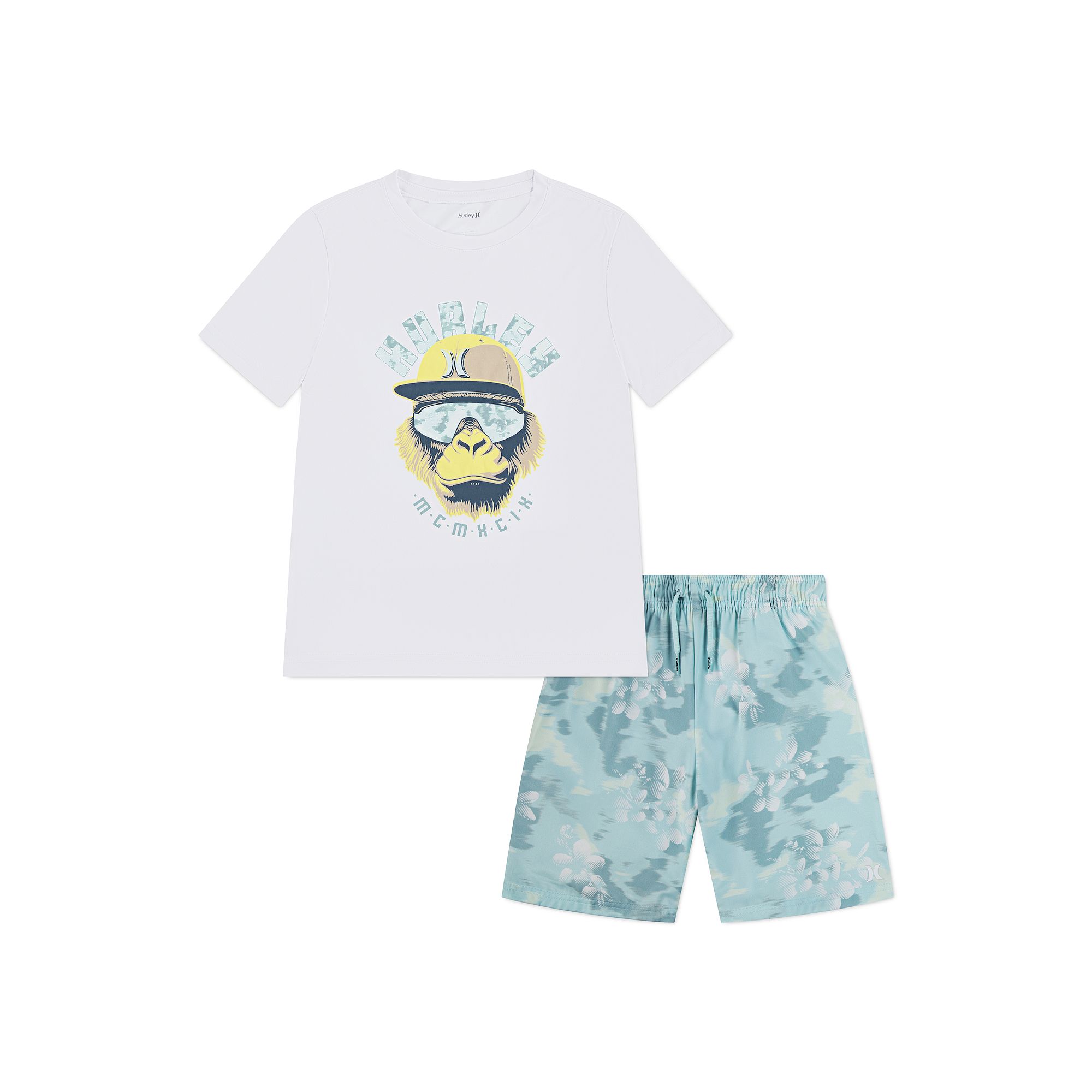 Boys 4-16 Hurley Ape H20-DRI UPF Top & Trunks 2-Piece Swim Set, Boys, Gree