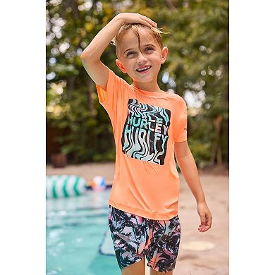 Boys 4-16 Hurley Palm Beach H20-Dri UPF 50 Top & Swim Trunks 2-Piece Set