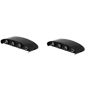 Waterproof Black Aluminum Wall Lamp, 6W Cool White 4000K Decor Long-Lasting Illumination, Set of 2