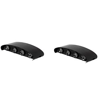 Waterproof Black Aluminum Wall Lamp, 6W Cool White 4000K Decor Long-Lasting Illumination, Set of 2