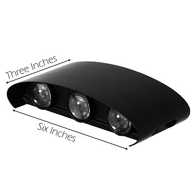 Waterproof Black Aluminum Wall Lamp, 6W Cool White 4000K Decor Long-Lasting Illumination, Set of 2