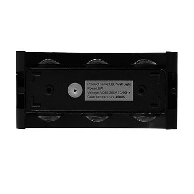 Waterproof Black Aluminum Wall Lamp, 6W Cool White 4000K Decor Long-Lasting Illumination, Set of 2