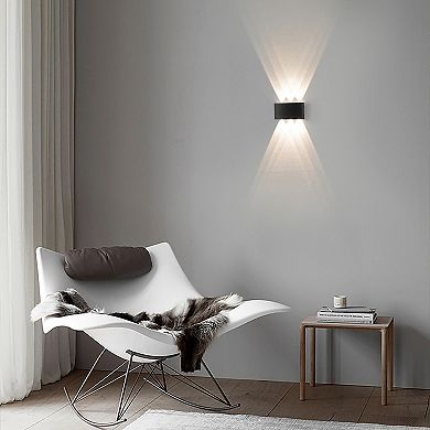 Waterproof Black Aluminum Wall Lamp, 6W Cool White 4000K Decor Long-Lasting Illumination, Set of 2