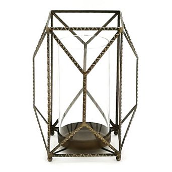 Candle Holder 7.75" x 10"H Iron/Glass