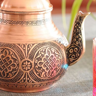 Beldinest Handmade Turkish Double Boiler Copper Teapot