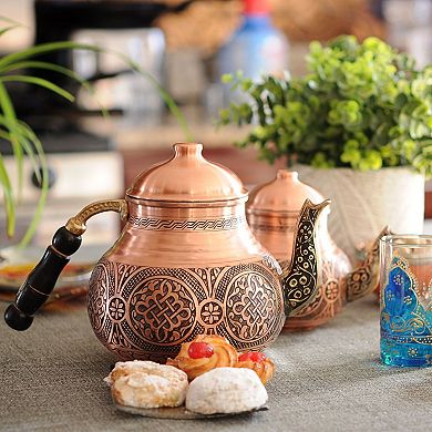 Beldinest Handmade Turkish Double Boiler Copper Teapot