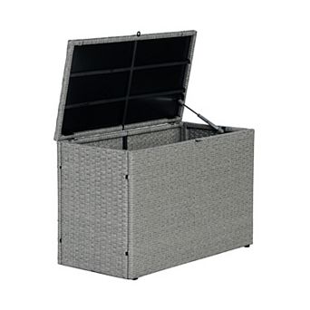 Nino 31.5" Modern Minimalist Outdoor Faux Wicker Deck And Patio Storage Box