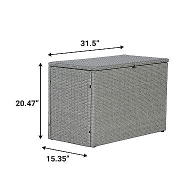 Nino 31.5" Modern Minimalist Outdoor Faux Wicker Deck And Patio Storage Box