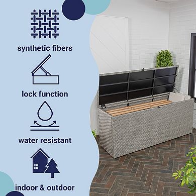 Nino 31.5" Modern Minimalist Outdoor Faux Wicker Deck And Patio Storage Box