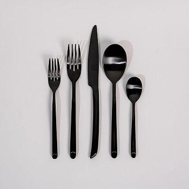 Ozarke Kaya Black Cutlery Set, Stainless Steel, Matte Black - Set of 20