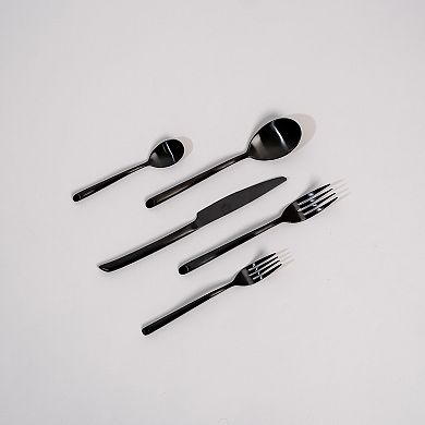 Ozarke Kaya Black Cutlery Set, Stainless Steel, Matte Black - Set of 20