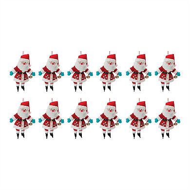 Plush Santa Ornament (Set Of 12)