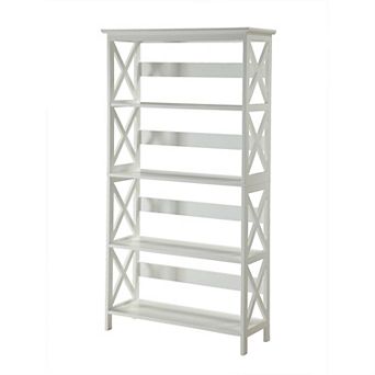 Glossy White 5-shelf Bookcase