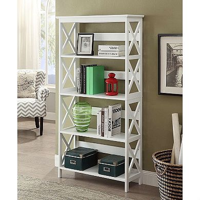 Glossy White 5-shelf Bookcase