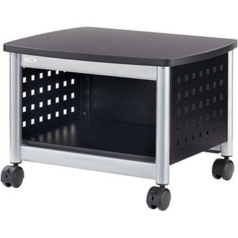 Under-Desk Printer Stand & Office Cart in Stylish Black and Silver