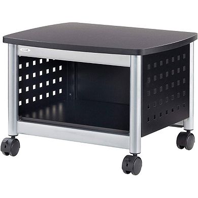 Under-Desk Printer Stand & Office Cart in Stylish Black and Silver