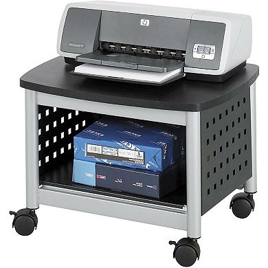Under-Desk Printer Stand & Office Cart in Stylish Black and Silver