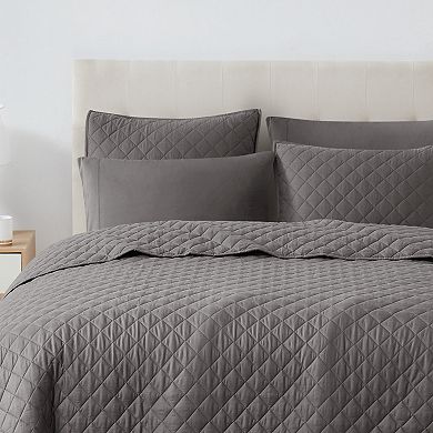 Cannon Solid Oversized Percale 3-pc. Quilt Set