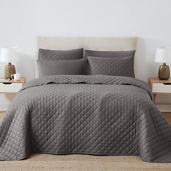 Cannon Solid Oversized Percale 3 pc Quilt Set