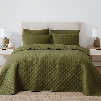 Cannon Solid Oversized Percale 3 pc Quilt Set
