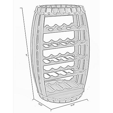 Rustic Barrel Shaped Wooden Wine Rack for 23 Bottles
