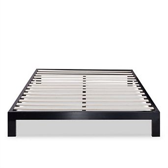 King Size Modern Black Metal Platform Bed Frame With Wood Slats