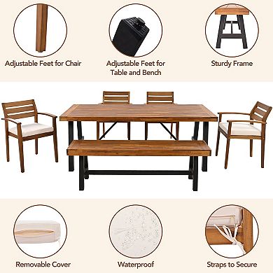 Merax Outdoor Wood Dining Set