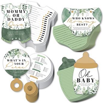 Big Dot Of Happiness Boho Botanical Baby - 4 Baby Shower Games 10 Cards Each Gamerific Bundle