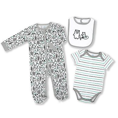 22 Piece Baby's Gray Elephants And Woodland Infant Apparel Layette Gift Set