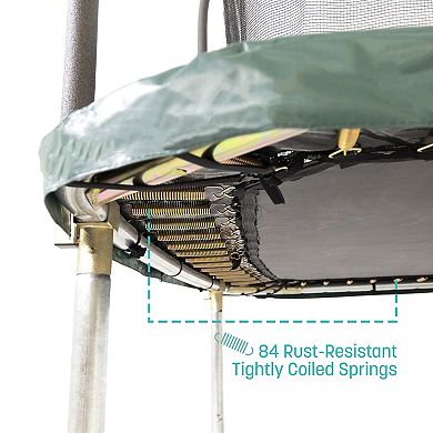 Skywalker Trampolines 8 X 14 Ft Rectangle Outdoor Trampoline For Kids With Safety Net, Green