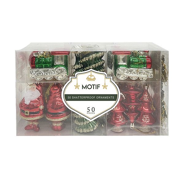 Motif 50-pack Shatterproof Christmas Ornaments - Multi