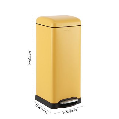 Betty Retro 8-gallon Step-open Trash Can, Daffodil Yellow