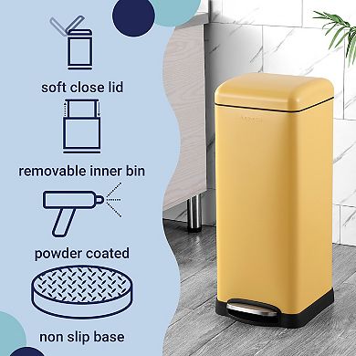 Betty Retro 8-gallon Step-open Trash Can, Daffodil Yellow