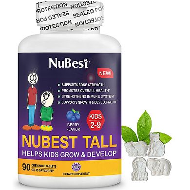 NuBest Tall Kids, Multivitamins For Kids Ages 2-9, Berry Flavor, 90 Chewable Tablets