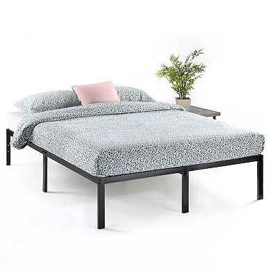 Full Size Black Metal Platform Bed Frame With Headboard Attachment Slots