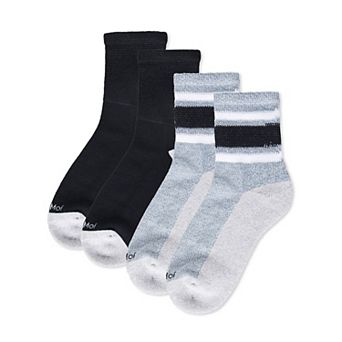 2 Pair Diabetic Vintage Stripe Half Cushion Quarter Socks