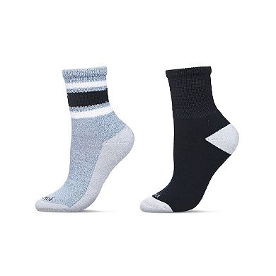 2 Pair Diabetic Vintage Stripe Half Cushion Quarter Socks