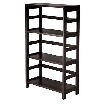 3-shelf Wooden Shelving Unit Bookcase In Espresso Finish