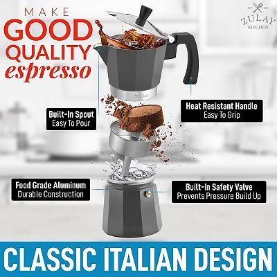 Zulay Kitchen Stovetop Espresso Maker - Moka Pot 6 Espresso Cups