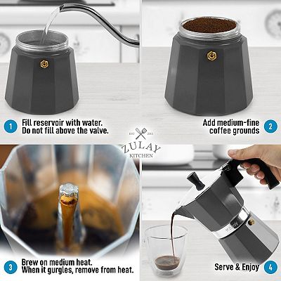Zulay Kitchen Stovetop Espresso Maker - Moka Pot 6 Espresso Cups
