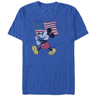 Disney's Mickey Mouse Men's Waving USA Flag Graphic Tee